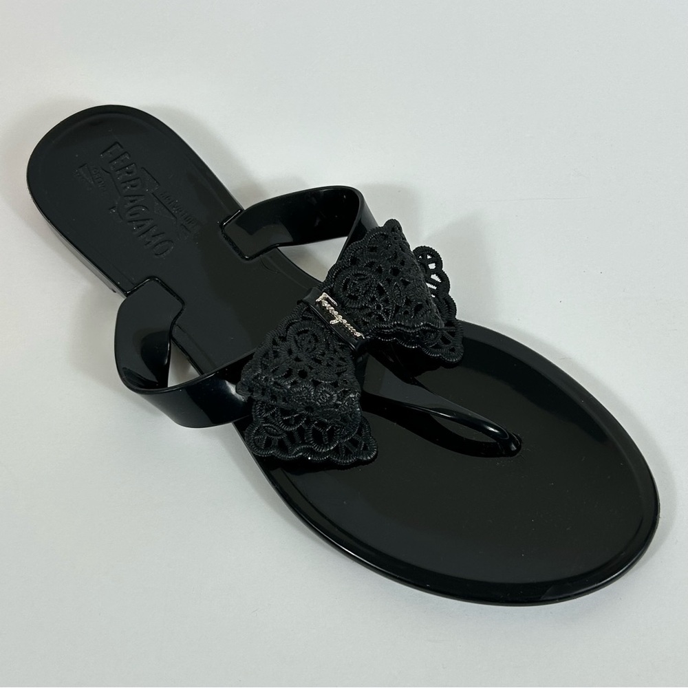 Salvatore Ferragamo Black Sandals, Size 8